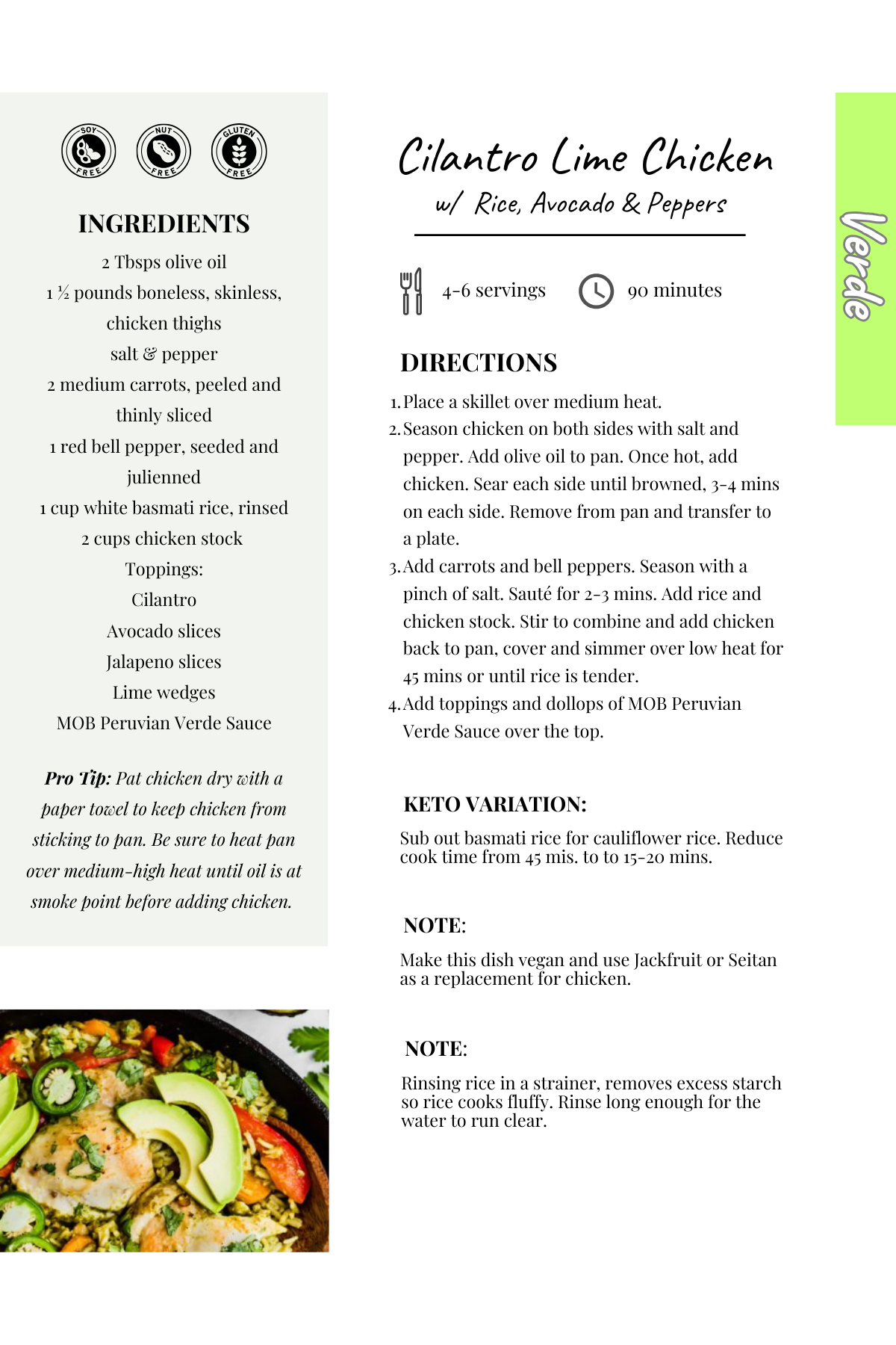 Cilantro Lime Chicken w Rice, Avocado & Peppers