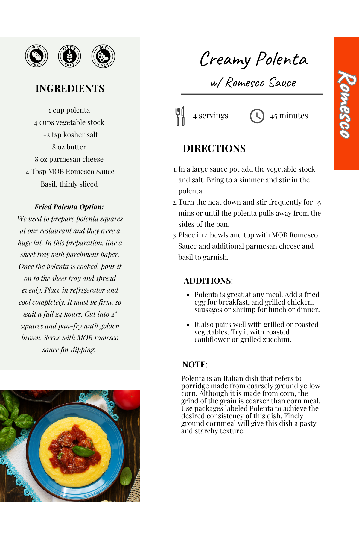 Creamy Polenta w Romesco Sauce