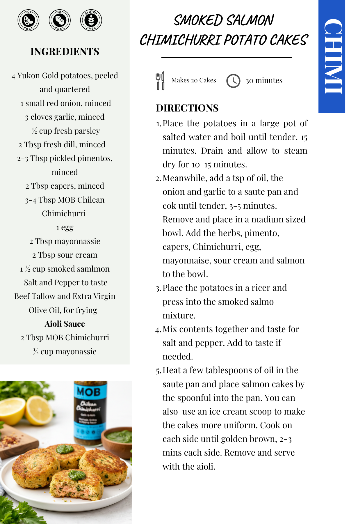Smoked Salmon Chimichurri Potato Cakes -