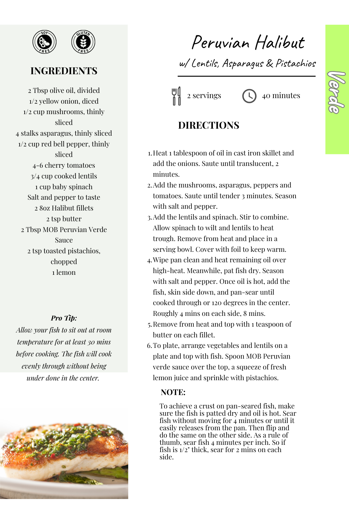 Peruvian Halibut w Lentils, Asparagus & Pistachios