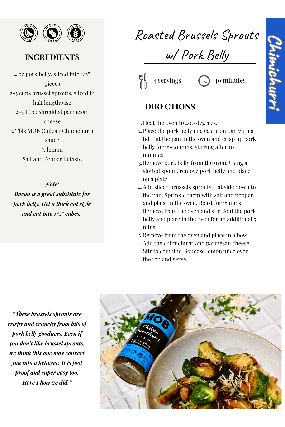 Roasted Brussels Sprouts w Pork Belly