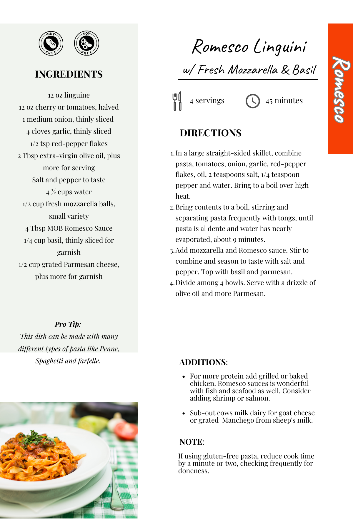 Romesco Linguini w Fresh Mozzarella & Basil