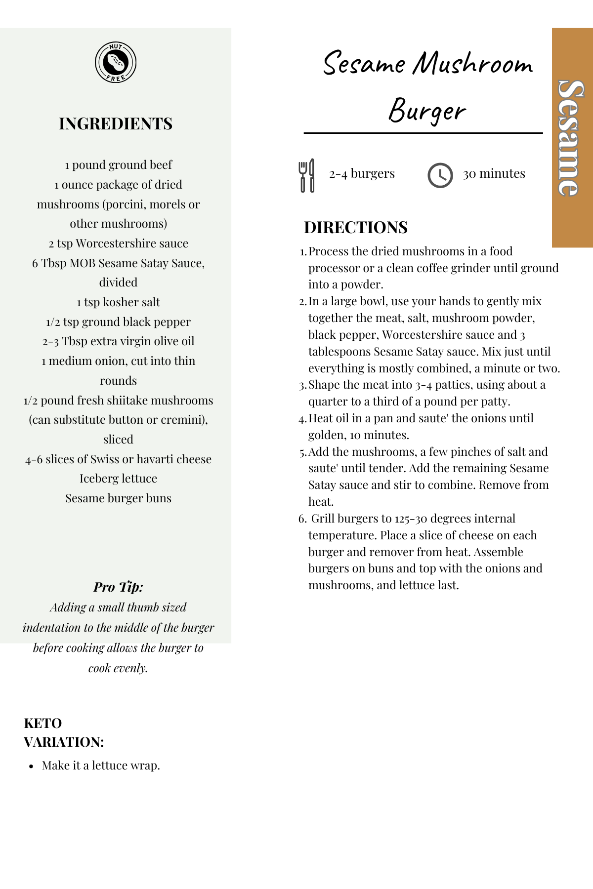 Sesame Mushroom Burger