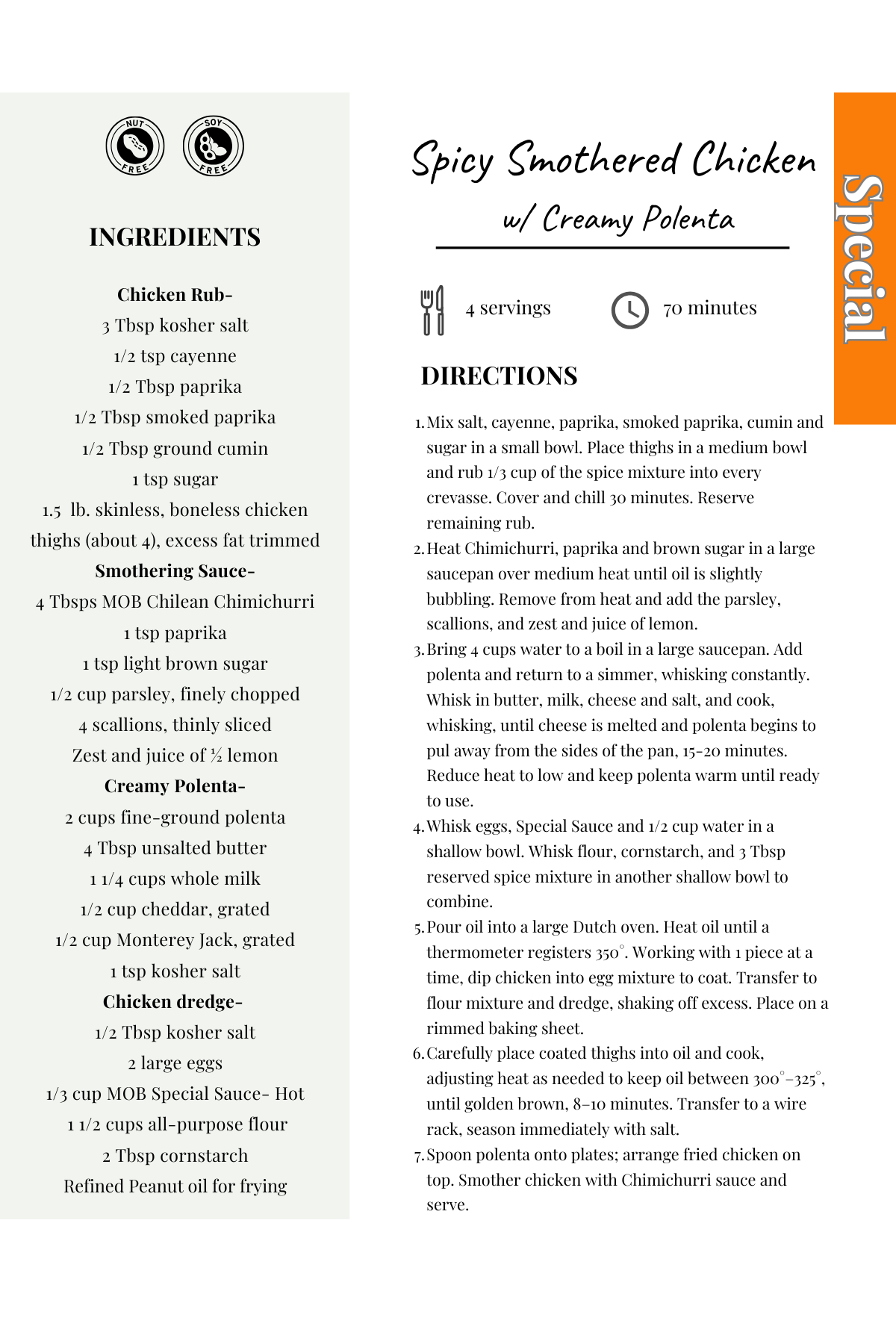 Spicy Smothered Chicken w Creamy Polenta