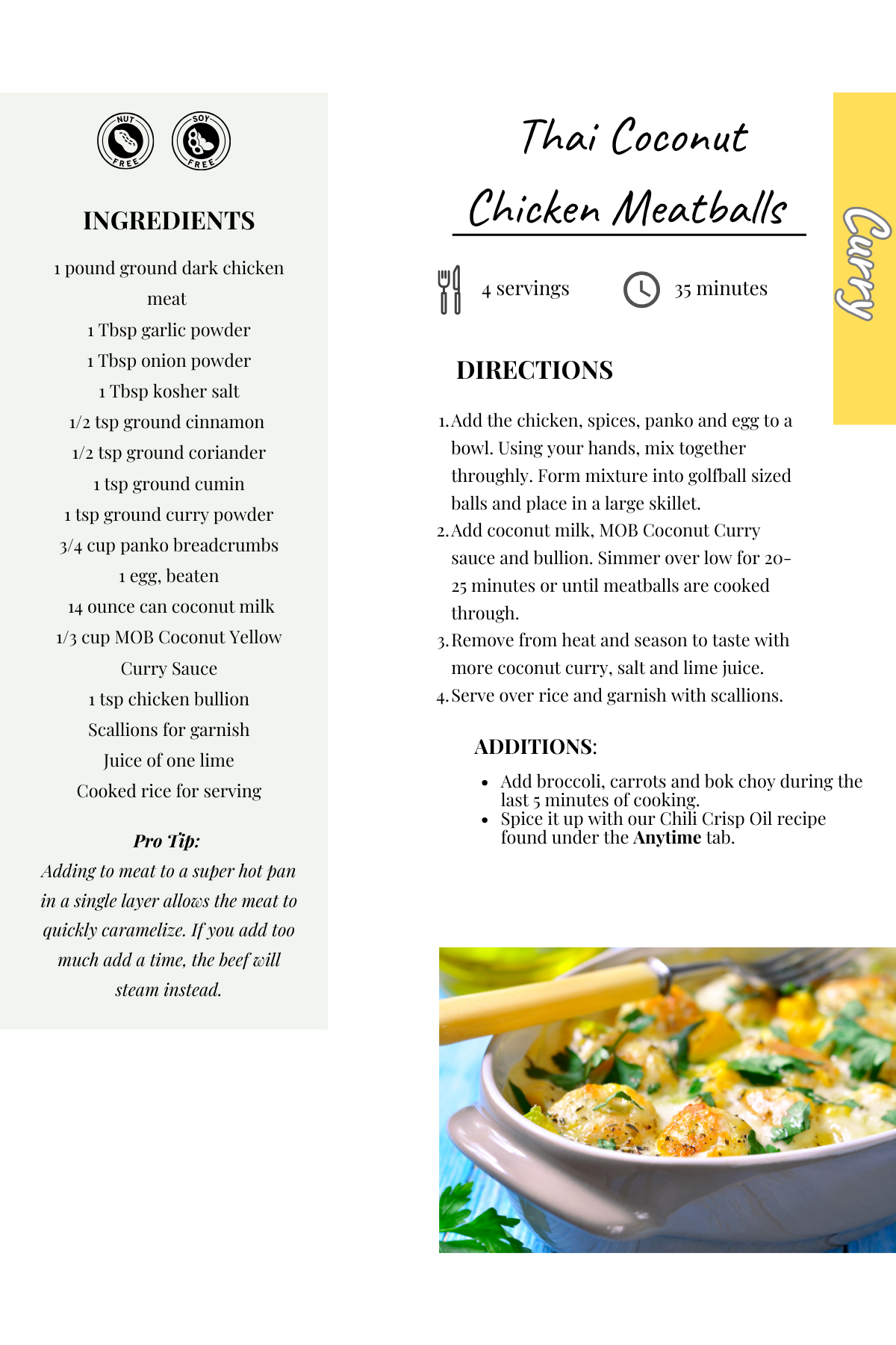 Thai Coconut Chicken Meatballs